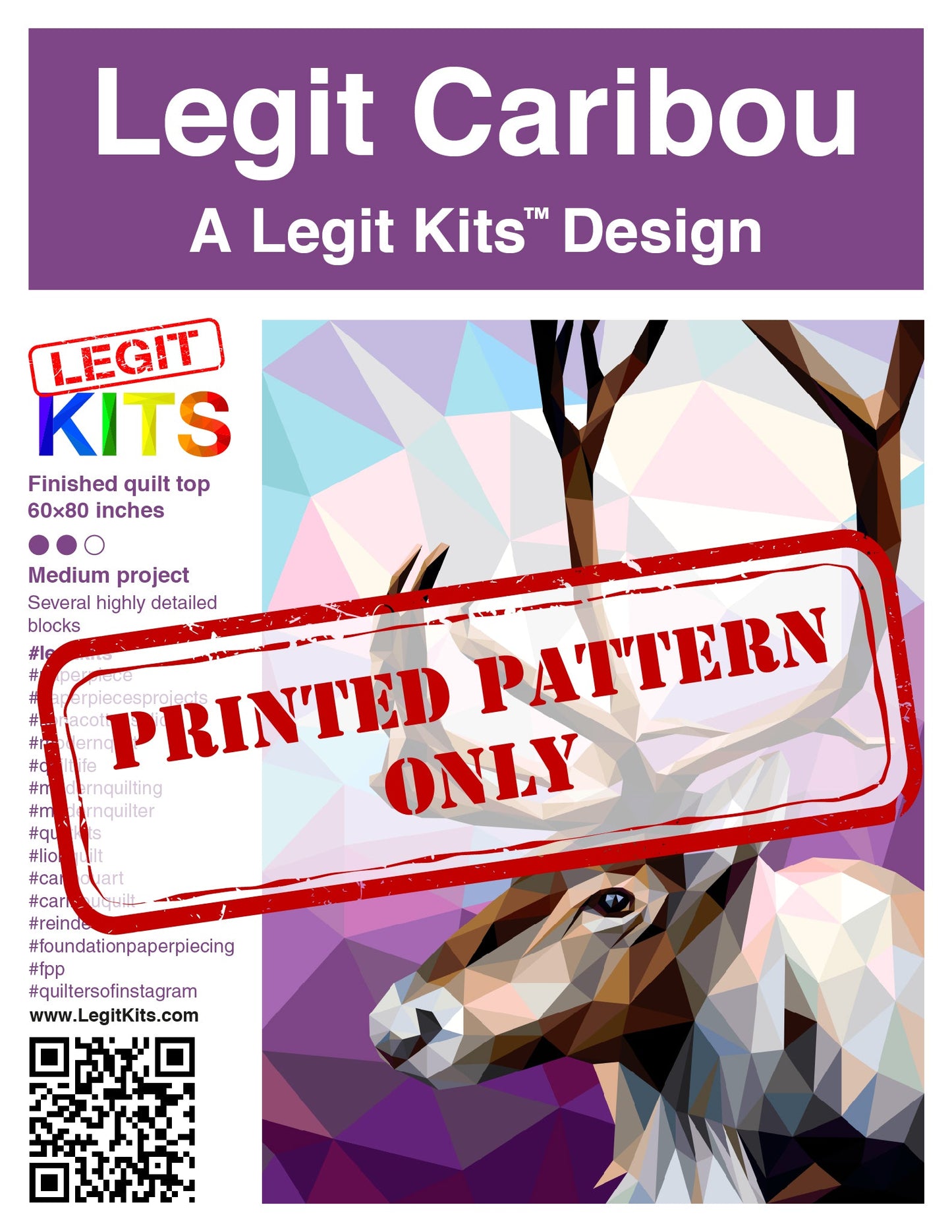 Cover of Legit Caribou boldly stamped with printed pattern only.