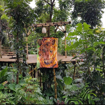 Legit tiger on display in the jungle in Indonesia.